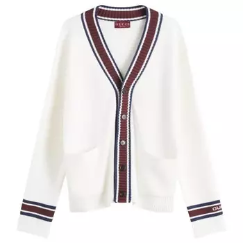 Кардиган из смеси шерсти с контрастной отделкой Gucci, белый
