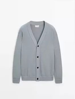 Кардиган из смесового хлопка Massimo Dutti, синий