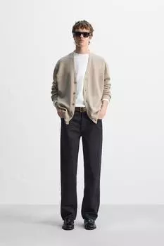 Кардиган из смесового хлопка ZARA, бежевый