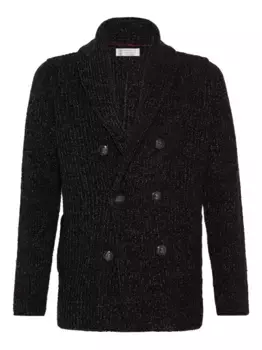 Кардиган из смесового шелка Brunello Cucinelli, черный