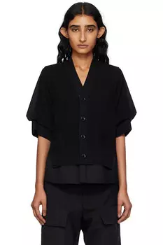 Кардиган из смесовой костюмной ткани вязка Sacai, черный