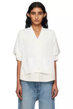 Кардиган из смесовой костюмной ткани вязка Sacai, белый