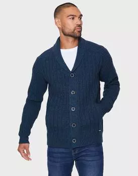 Кардиган из смесовой шерсти 'Apollo' с шалевым воротником Threadbare, синий