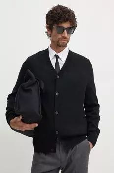 Кардиган из смесовой шерсти Armani Exchange, черный