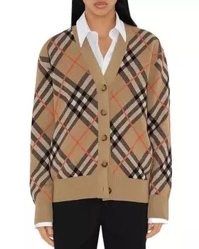 Кардиган из смесовой шерсти Burberry, коричневый/бежевый