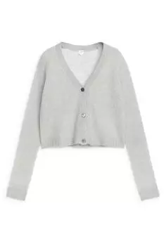 Кардиган из смесовой шерсти и мохера Arket, серый