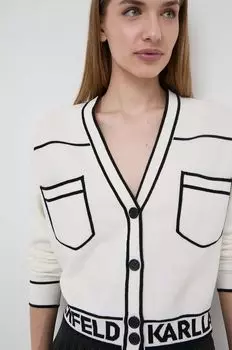 Кардиган из смесовой шерсти Karl Lagerfeld, бежевый