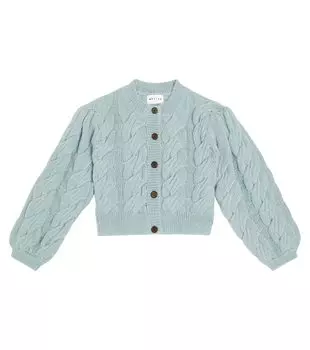 Кардиган из смесовой шерсти косой вязки tilda Morley, синий