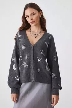 Кардиган из смесовой шерсти Medicine, серый