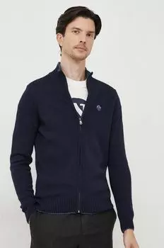 Кардиган из смесовой шерсти North Sails, темно-синий