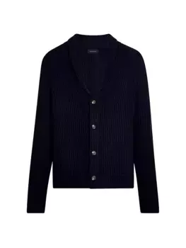 Кардиган из смесовой шерсти с длинными рукавами Bugatchi, темно-синий