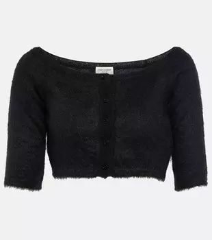 Кардиган из смесовой шерсти с начесом SAINT LAURENT, черный