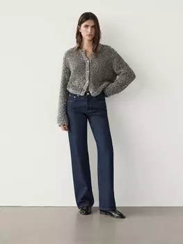 Кардиган из смесовой шерсти с пуговицами Massimo Dutti, серый