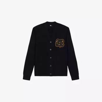 Кардиган из смесовой шерсти с университетской вышивкой The Kooples, черный
