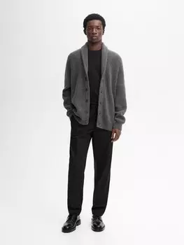 Кардиган из смесовой шерсти с воротником Massimo Dutti, серый