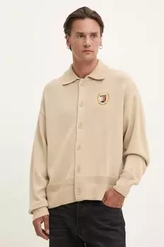 Кардиган из смесовой шерсти Tommy Jeans, бежевый