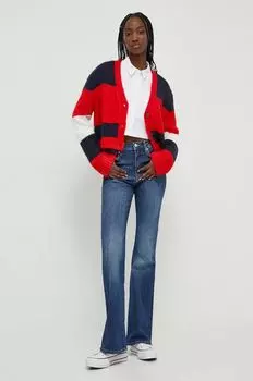 Кардиган из смесовой шерсти Tommy Jeans, темно-синий