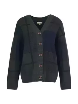 Кардиган из смесовой шерсти в клетку Marie Barbour, цвет black sage tartan