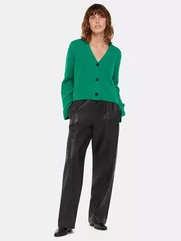 Кардиган из смесовой шерсти в рубчик с V-образным вырезом Whistles, зеленый