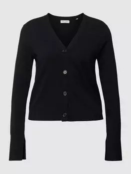Кардиган из смесовой вискозы с планкой на пуговицах Marc O'Polo, черный