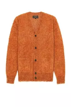 Кардиган из стретч-мохера Beams Plus, оранжевый
