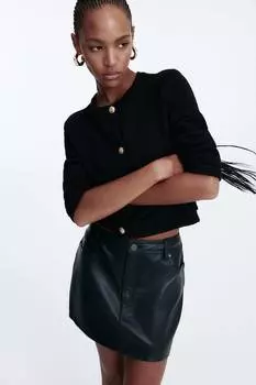 Кардиган из структурированного трикотажа H&M, черный