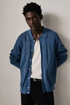 Кардиган из структурированного трикотажа стандартной посадки H&M, синий