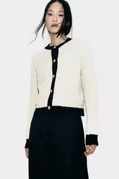 Кардиган из структурированной вязки H&M, бежевый