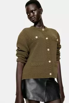Кардиган из структурированной вязки H&M, хаки