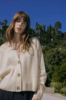 Кардиган из струящегося кашемира и шерсти ZARA, кэмел легкий