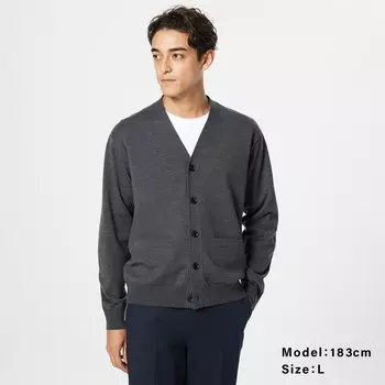 Кардиган из сверхтонкой смеси шерсти мериноса , мужской PLST