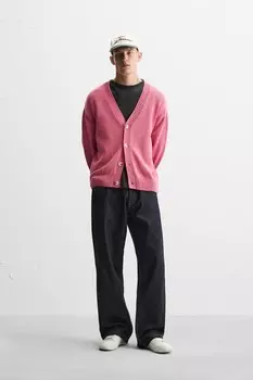 Кардиган из текстурированного хлопка ZARA, розовый