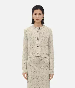 Кардиган из текстурированной шерсти в рубчик Bottega Veneta
