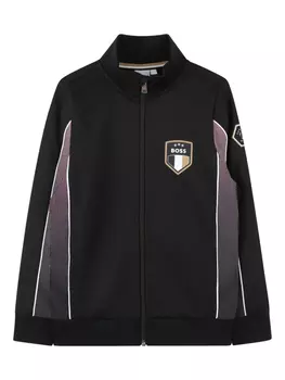 Кардиган из ткани пике BOSS Kidswear, черный