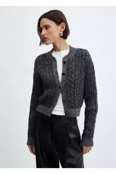 Кардиган из трикотажа на пуговицах Mango, фиолетовый