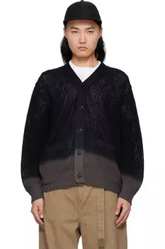 Кардиган из трикотажа с покраской в готовом виде Sacai, черный