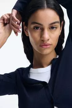 Кардиган из трикотажного джерси с ажурным узором H&M, синий