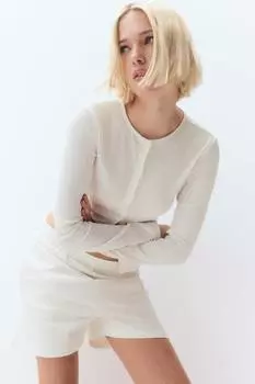 Кардиган из трикотажного джерси с ажурным узором H&M, бежевый