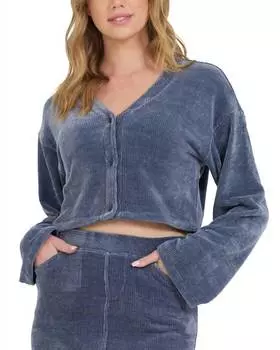 Кардиган из вельвета с начесом синего цвета Vintage Havana