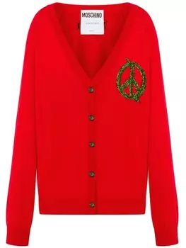 Кардиган из вирджинской шерсти Moschino, красный