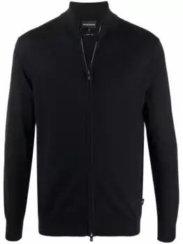 Кардиган из вирджинской шерсти на молнии EMPORIO ARMANI, синий