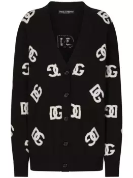 Кардиган из вирджинской шерсти с монограммой DG DOLCE & GABBANA, черный