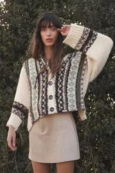 Кардиган из жаккардового кардигана оверсайз ZARA, разноцветный