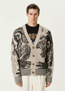 Кардиган из жаккардового трикотажа с рисунком Хао Domrebel, бежевый