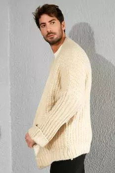 Кардиган - Экрю - Классический крой Sateen Men