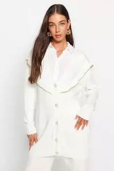 Кардиган - Экрю - Классический крой Trendyol Modest, экрю