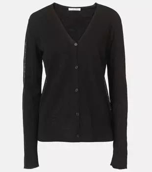 Кардиган Jheel из смеси льна и хлопка The Row, черный