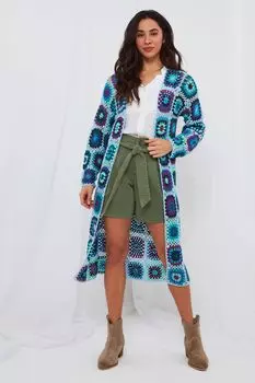 Кардиган Joe's Favorite связанный крючком Joe Browns, синий