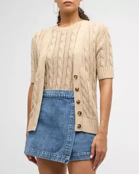 Кардиган Julietta с короткими рукавами Veronica Beard, цвет Stone Khaki