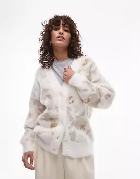 Кардиган камуфляжной вязки бежевого цвета Lacoste